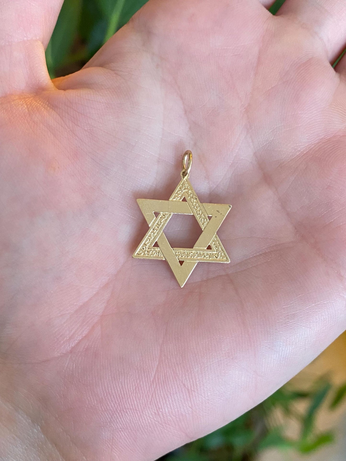 Vintage Solid 14k Yellow Gold Designed Star Of David Charm