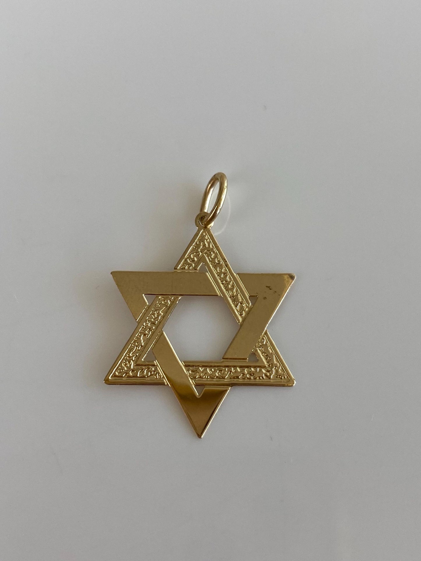 Vintage Solid 14k Yellow Gold Designed Star Of David Charm