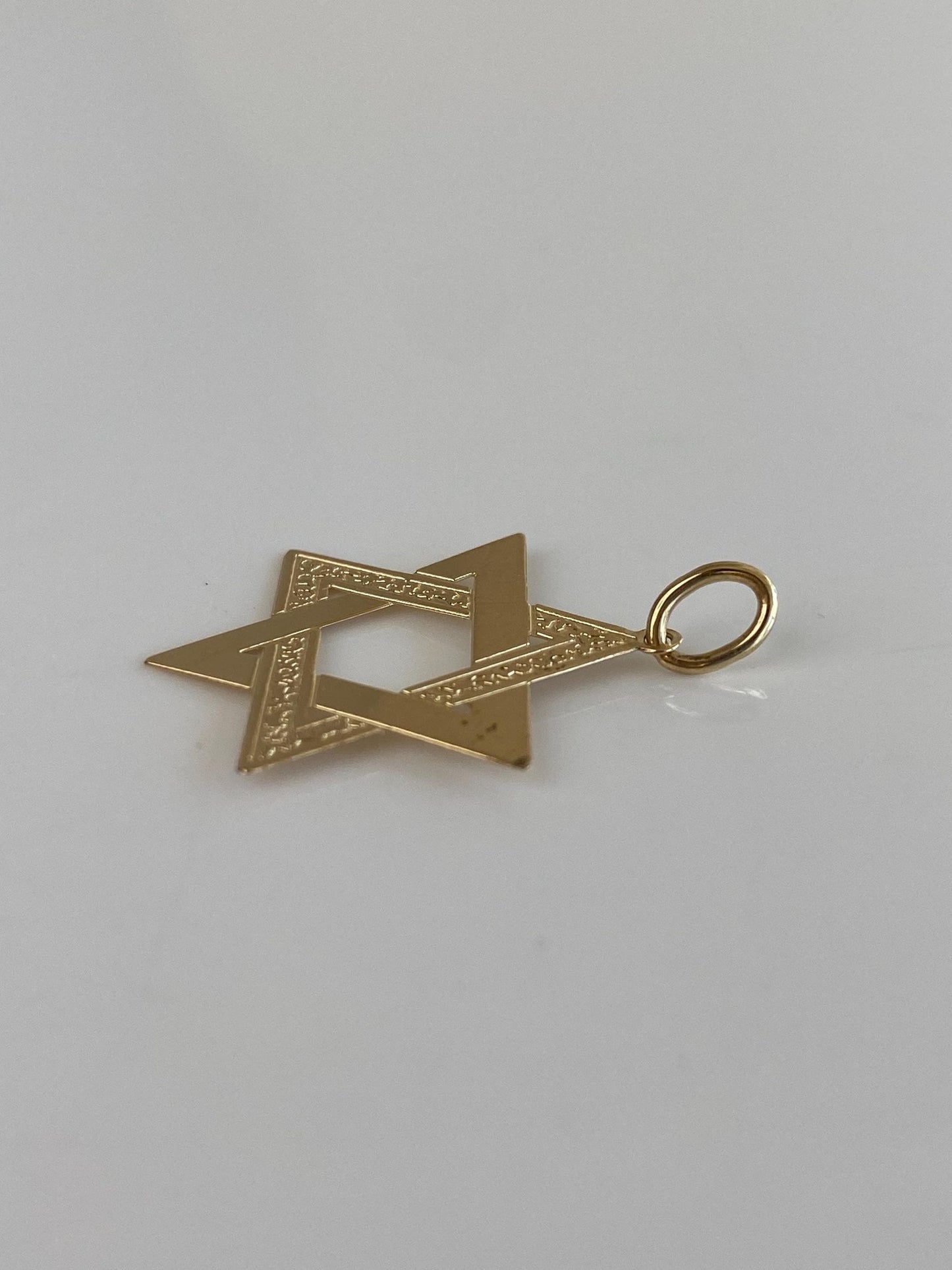 Vintage Solid 14k Yellow Gold Designed Star Of David Charm