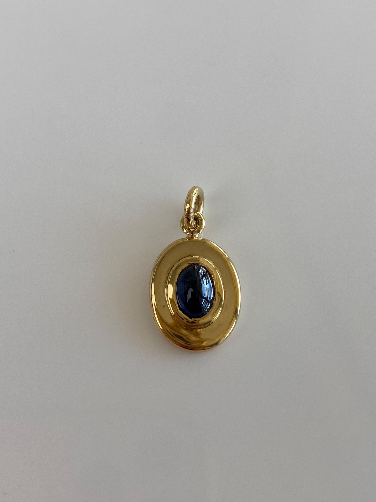 Vintage Solid 18k Yellow Gold Blue Sapphire Cufflink Conversion Charm