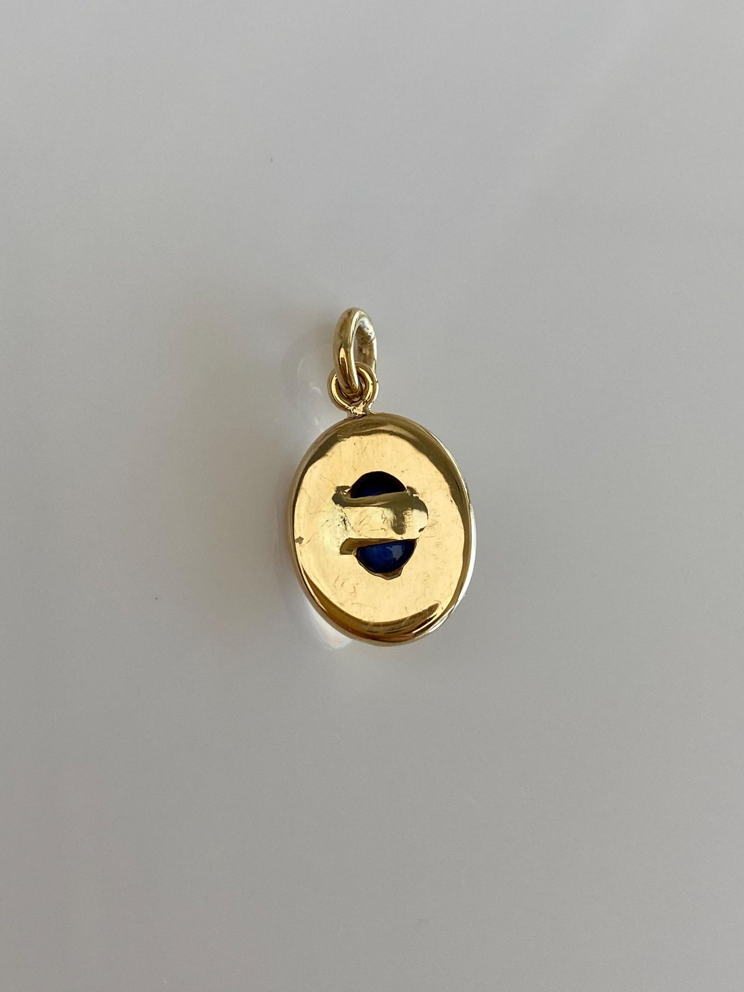 Vintage Solid 18k Yellow Gold Blue Sapphire Cufflink Conversion Charm