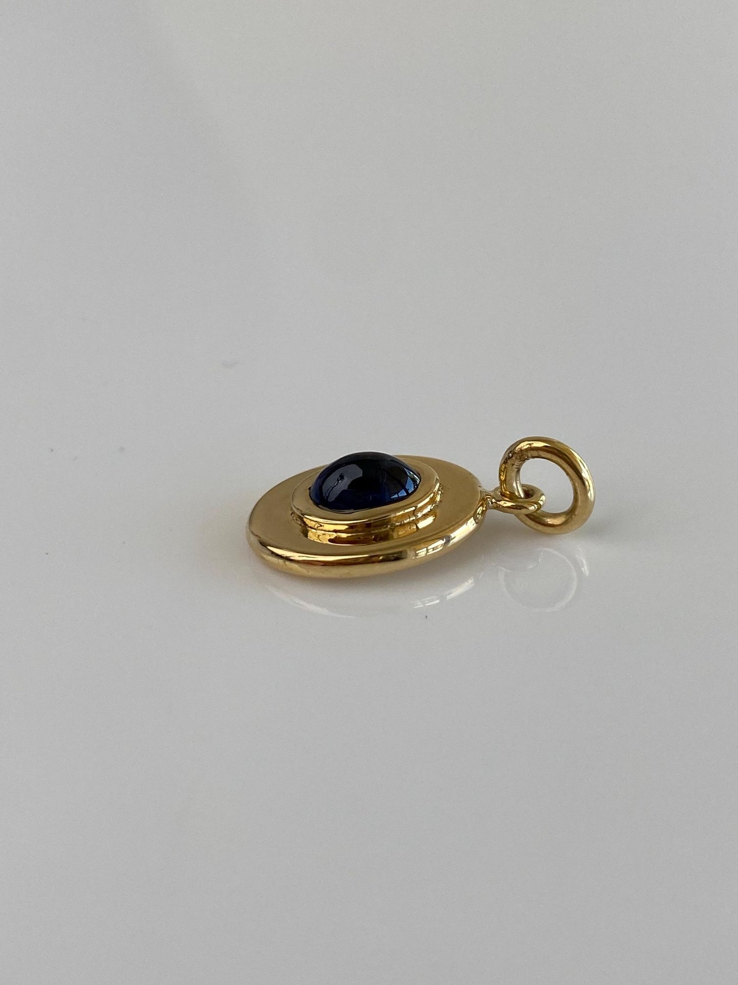 Vintage Solid 18k Yellow Gold Blue Sapphire Cufflink Conversion Charm