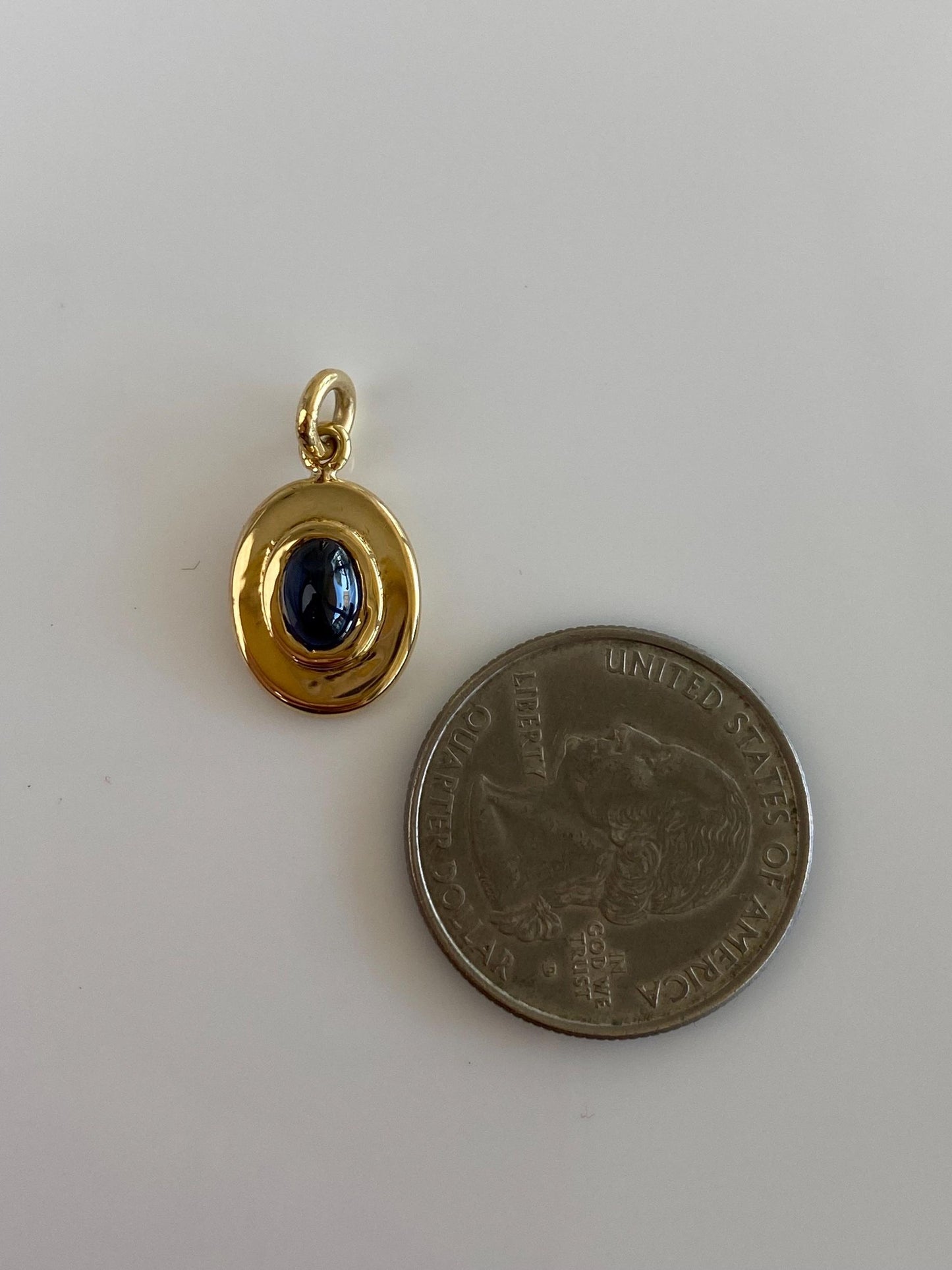 Vintage Solid 18k Yellow Gold Blue Sapphire Cufflink Conversion Charm