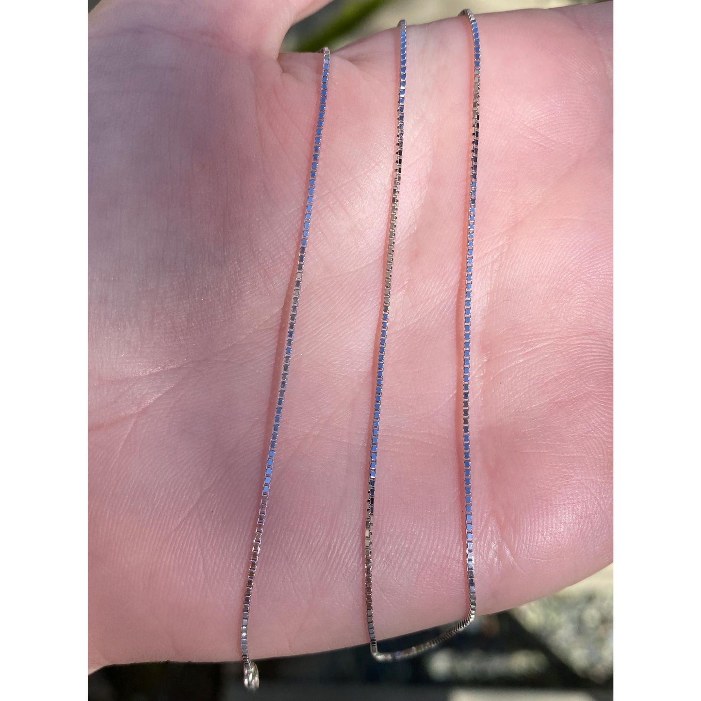 Vintage Solid 14k White Gold Dainty Box Chain Necklace - 18 inches