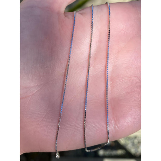 Vintage Solid 14k White Gold Dainty Box Chain Necklace - 18 inches