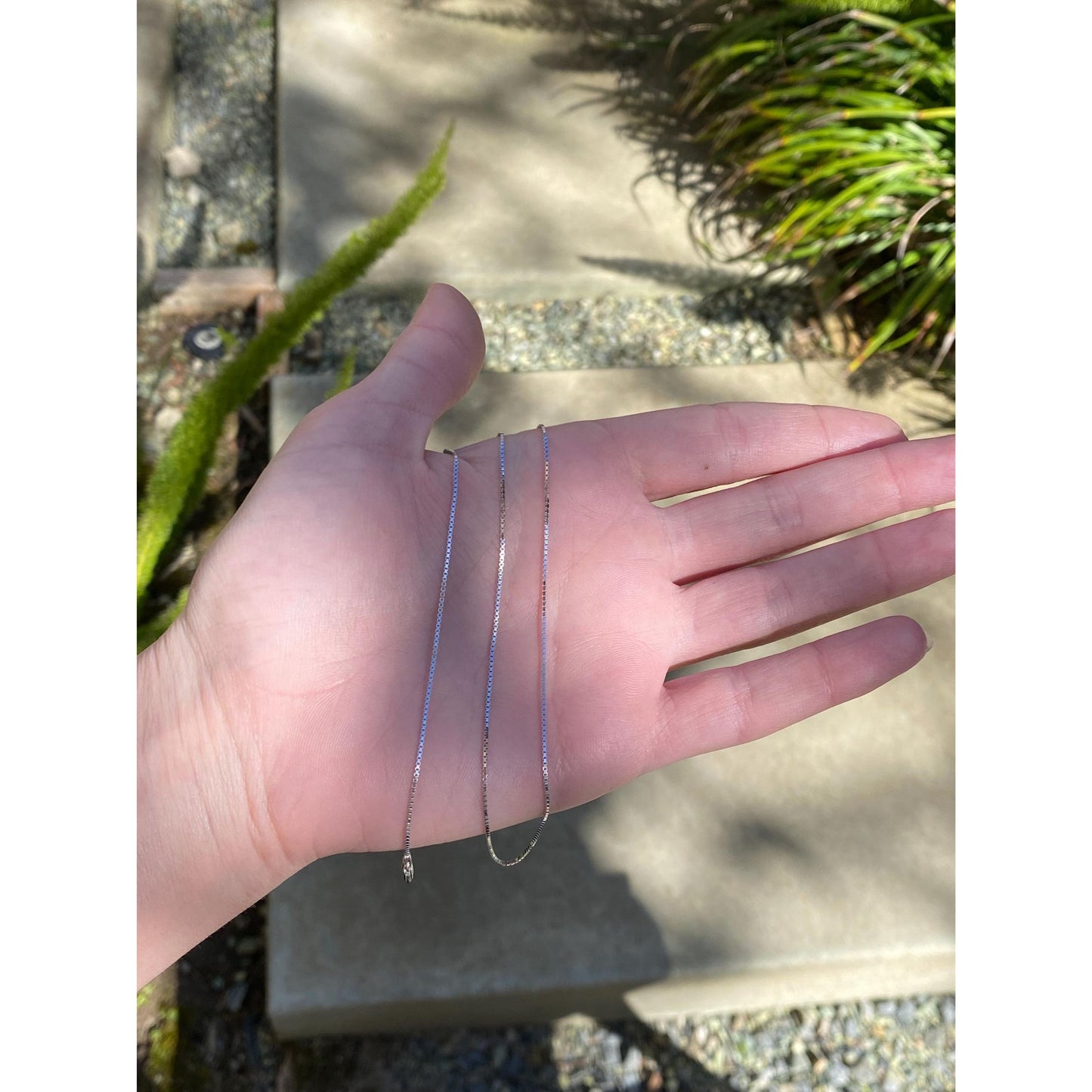 Vintage Solid 14k White Gold Dainty Box Chain Necklace - 18 inches