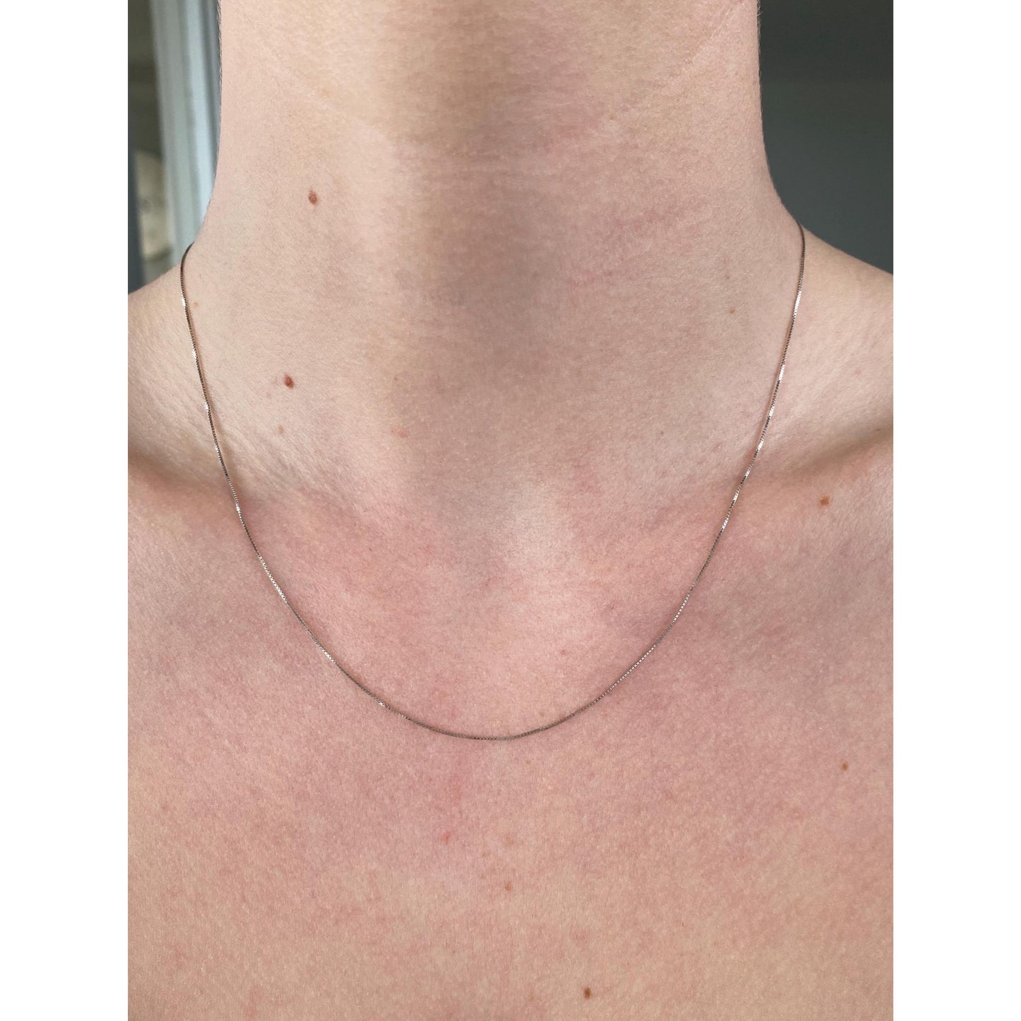 Vintage Solid 14k White Gold Dainty Box Chain Necklace - 18 inches