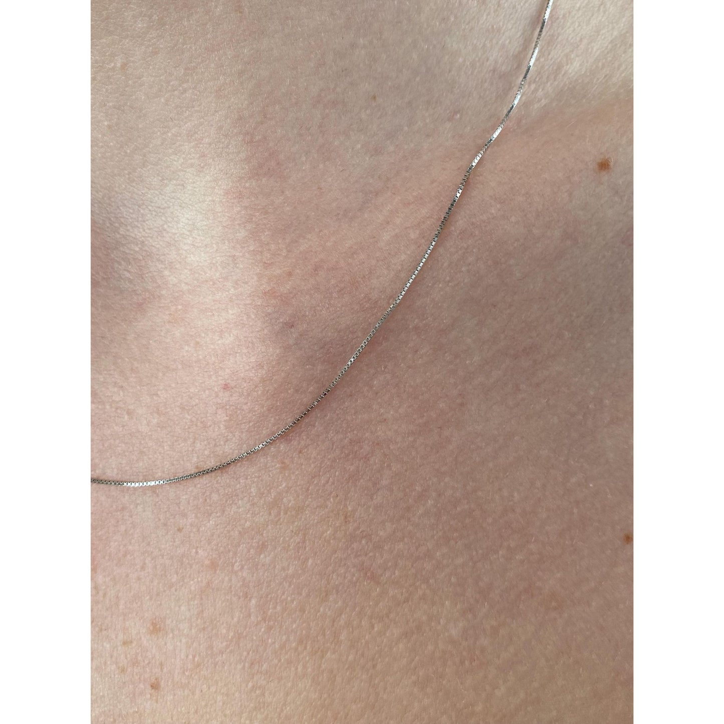Vintage Solid 14k White Gold Dainty Box Chain Necklace - 18 inches