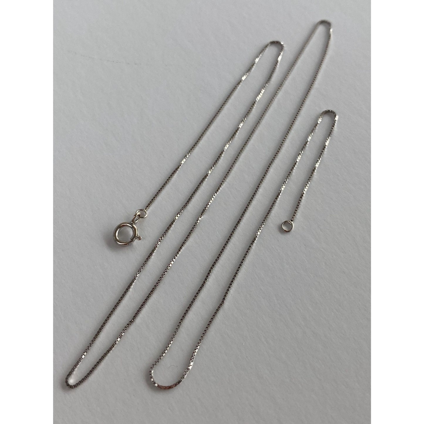 Vintage Solid 14k White Gold Dainty Box Chain Necklace - 18 inches