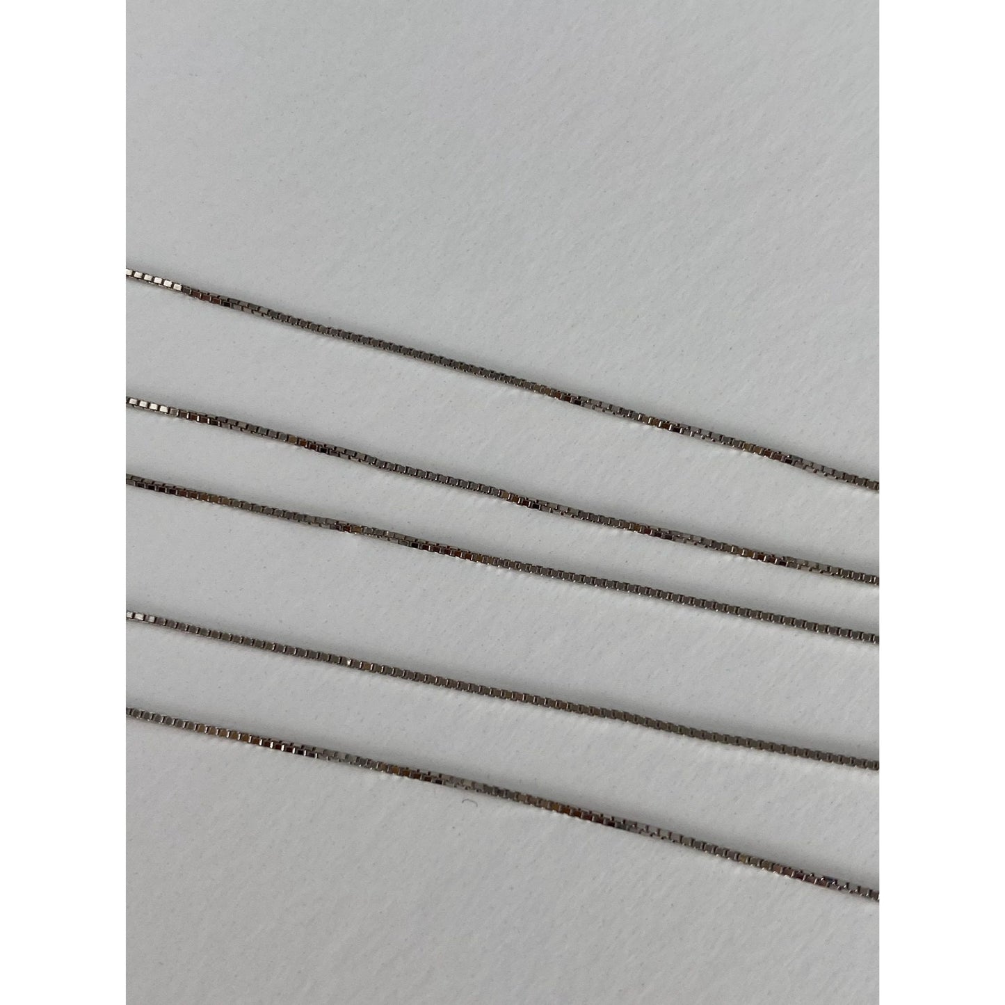 Vintage Solid 14k White Gold Dainty Box Chain Necklace - 18 inches