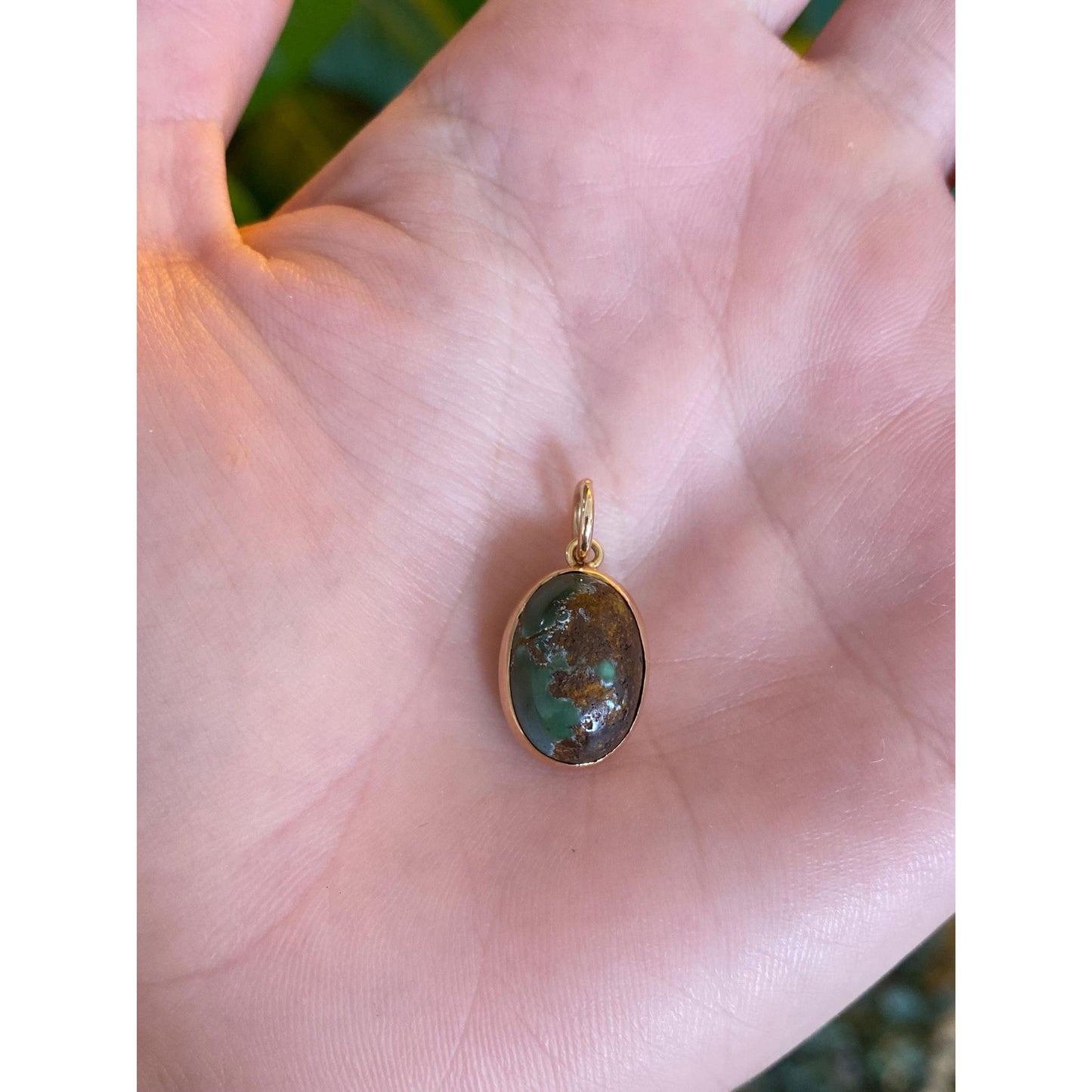 Vintage Solid 14k Yellow Gold Turquoise Stick Pin Conversion Charm