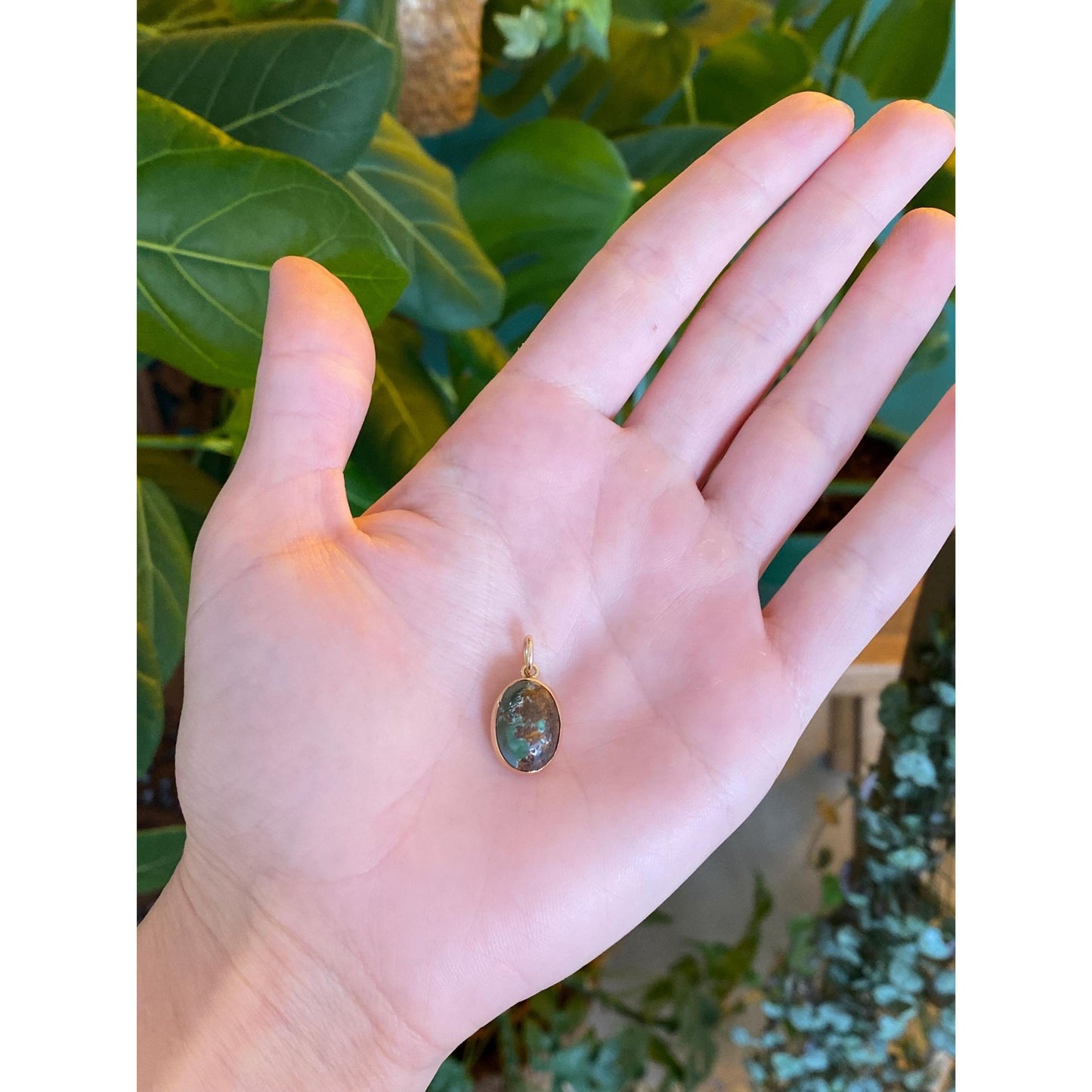 Vintage Solid 14k Yellow Gold Turquoise Stick Pin Conversion Charm