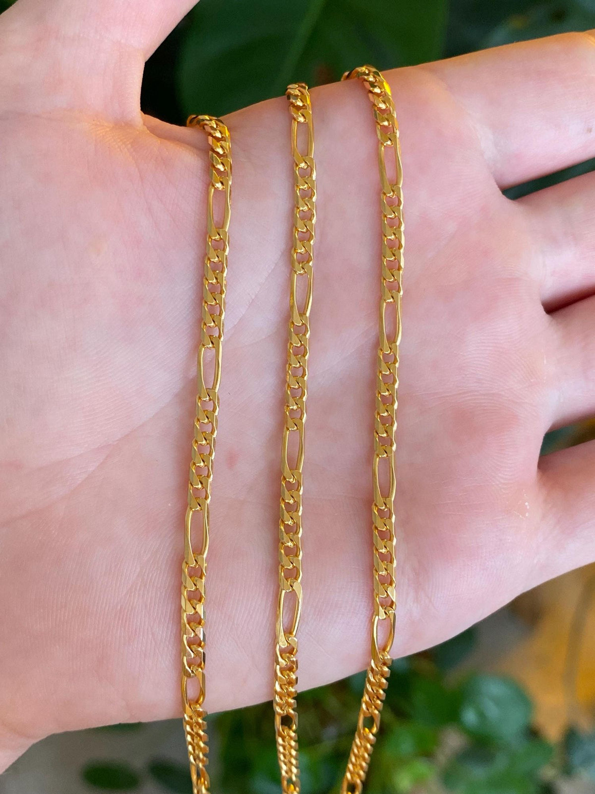 Vintage Solid 14k Yellow Gold Long Figaro Chain Necklace - 31.75 inches