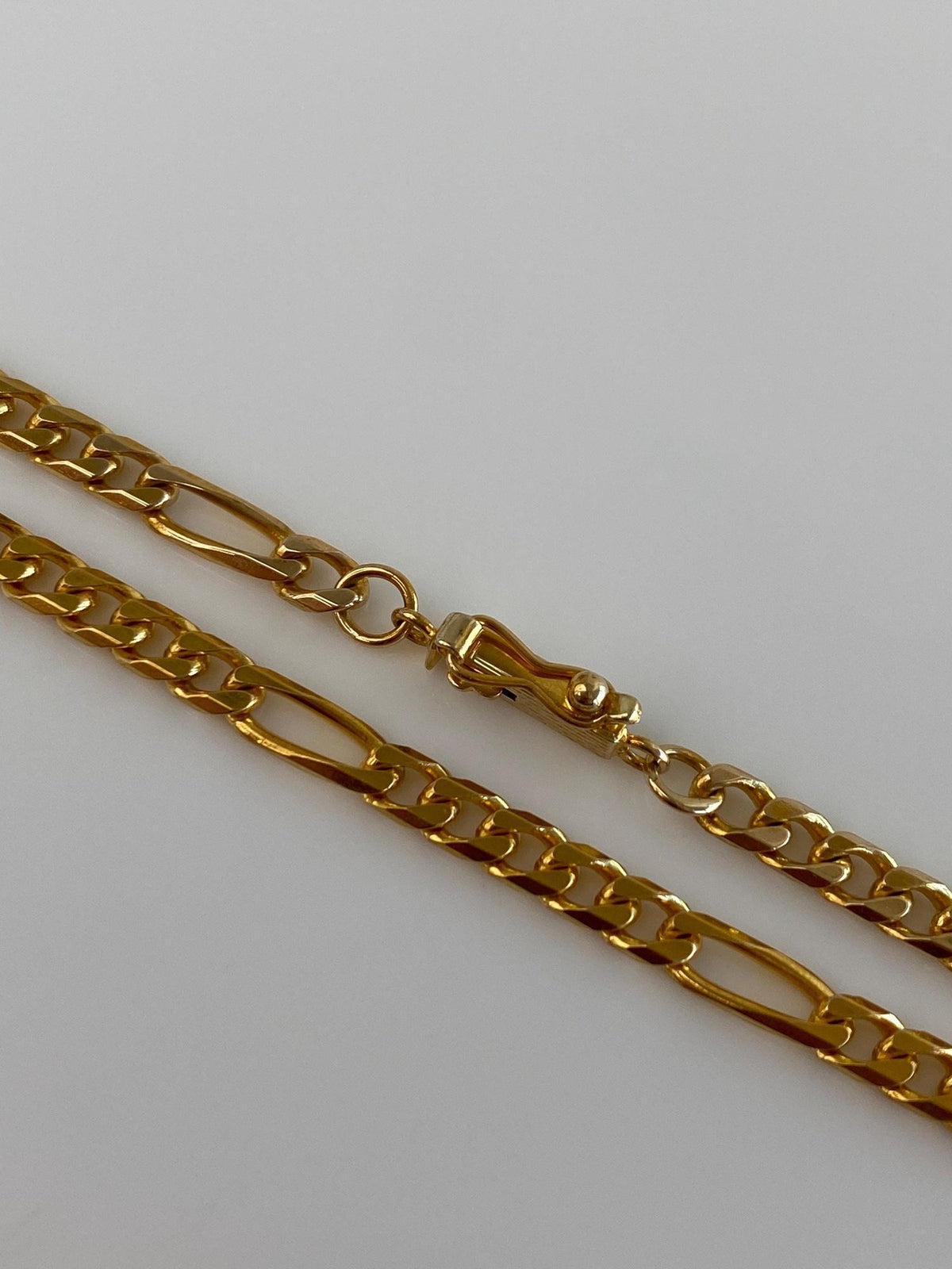Vintage Solid 14k Yellow Gold Long Figaro Chain Necklace - 31.75 inches
