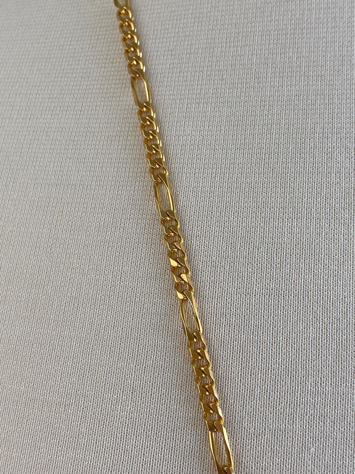 Vintage Solid 14k Yellow Gold Long Figaro Chain Necklace - 31.75 inches