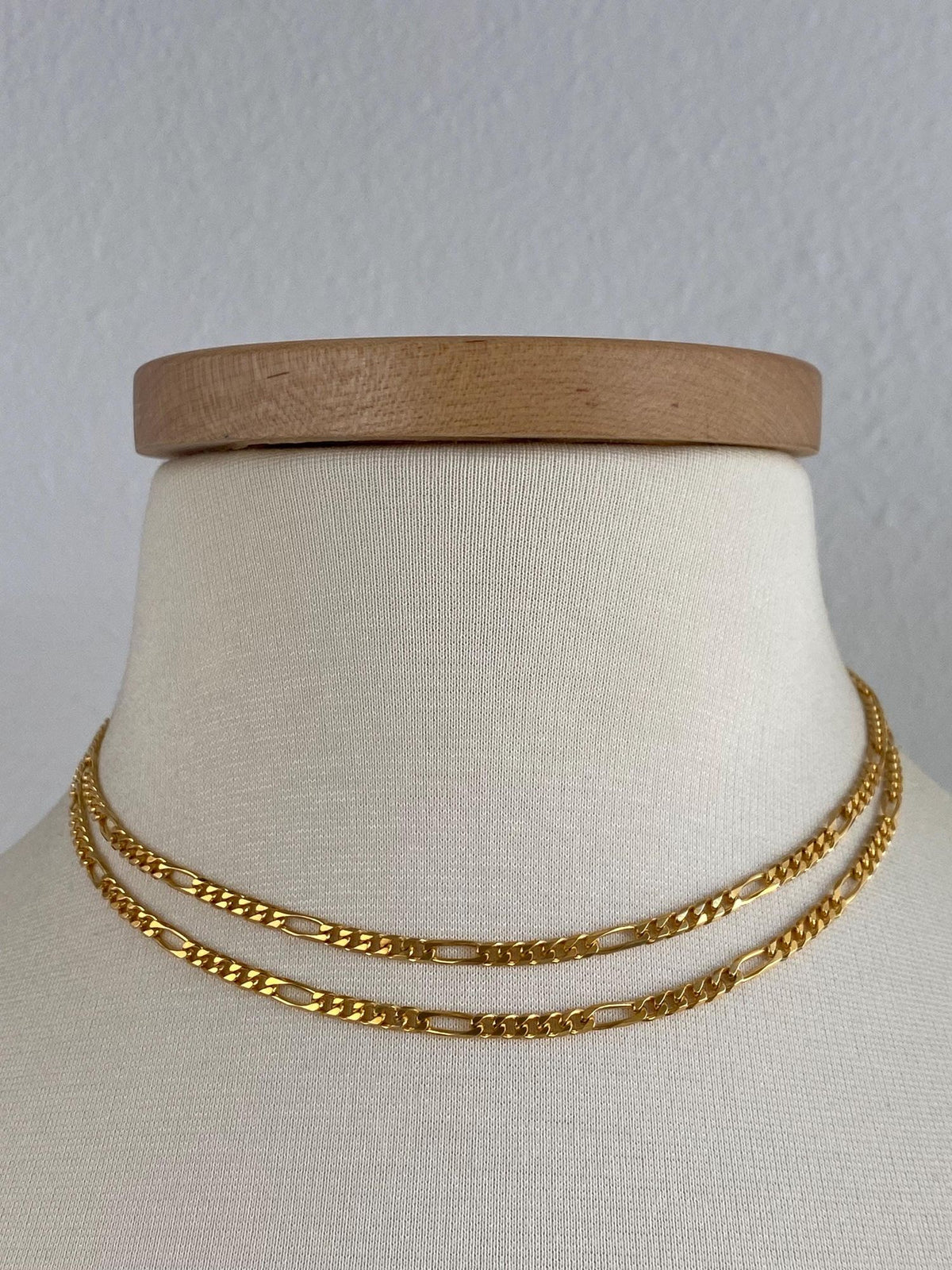 Vintage Solid 14k Yellow Gold Long Figaro Chain Necklace - 31.75 inches