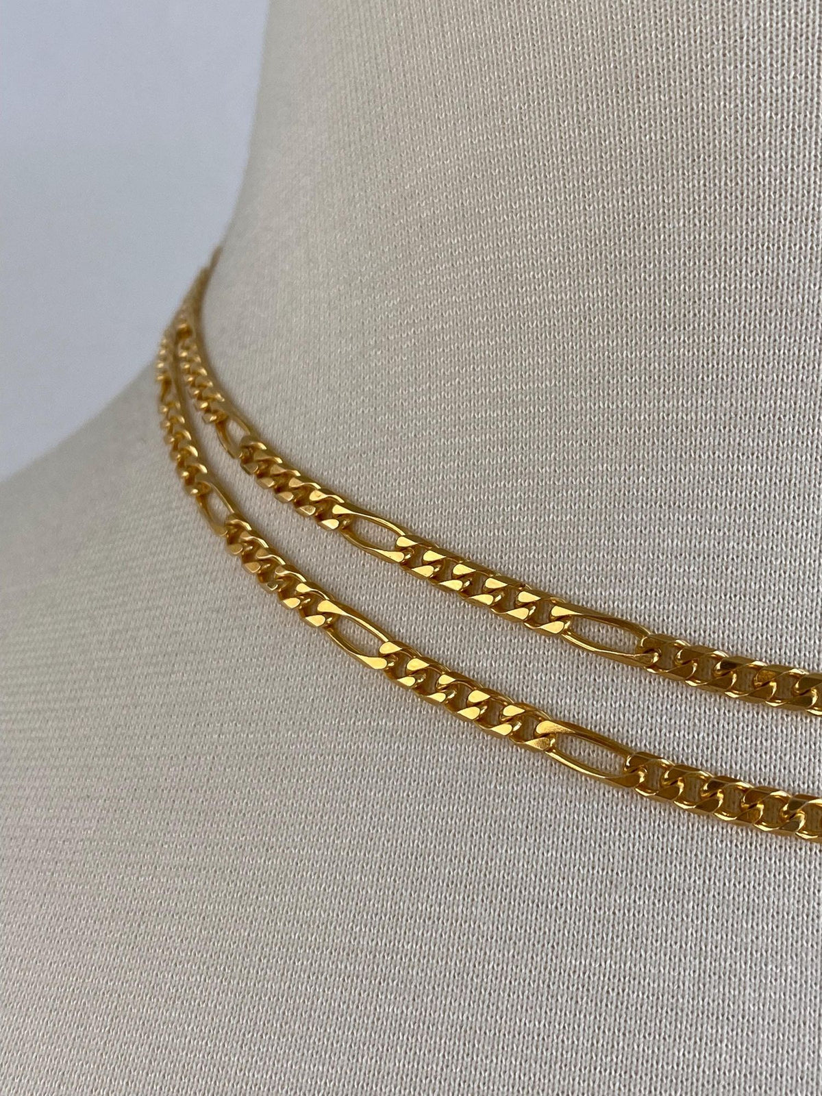 Vintage Solid 14k Yellow Gold Long Figaro Chain Necklace - 31.75 inches