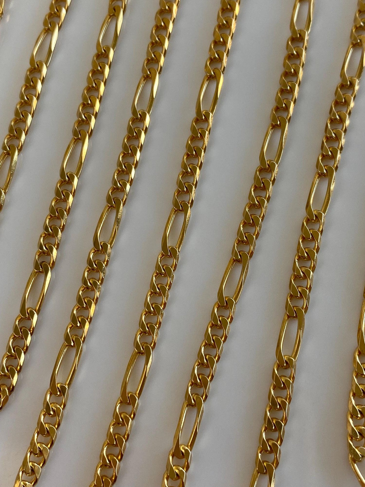 Vintage Solid 14k Yellow Gold Long Figaro Chain Necklace - 31.75 inches
