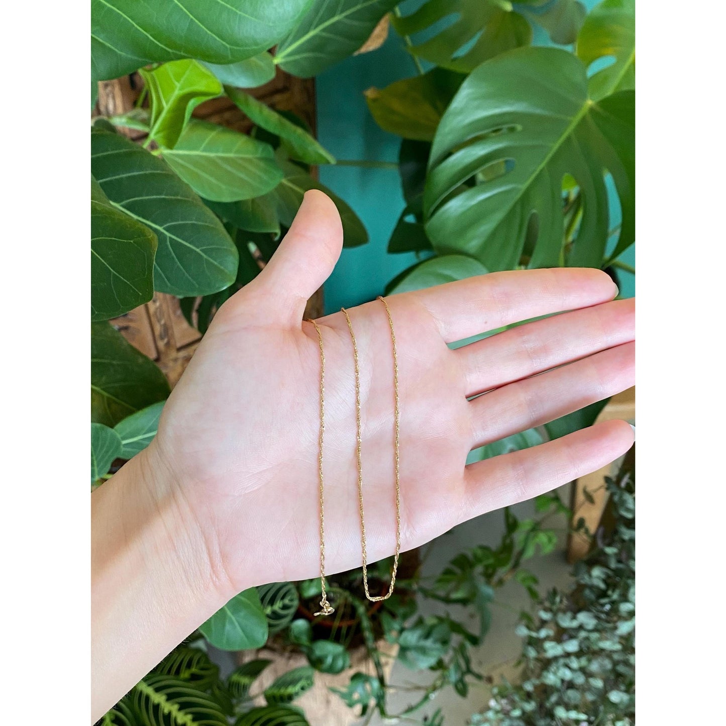 Vintage Solid 14k Yellow Gold Twist Chain Necklace - 18.5 inches