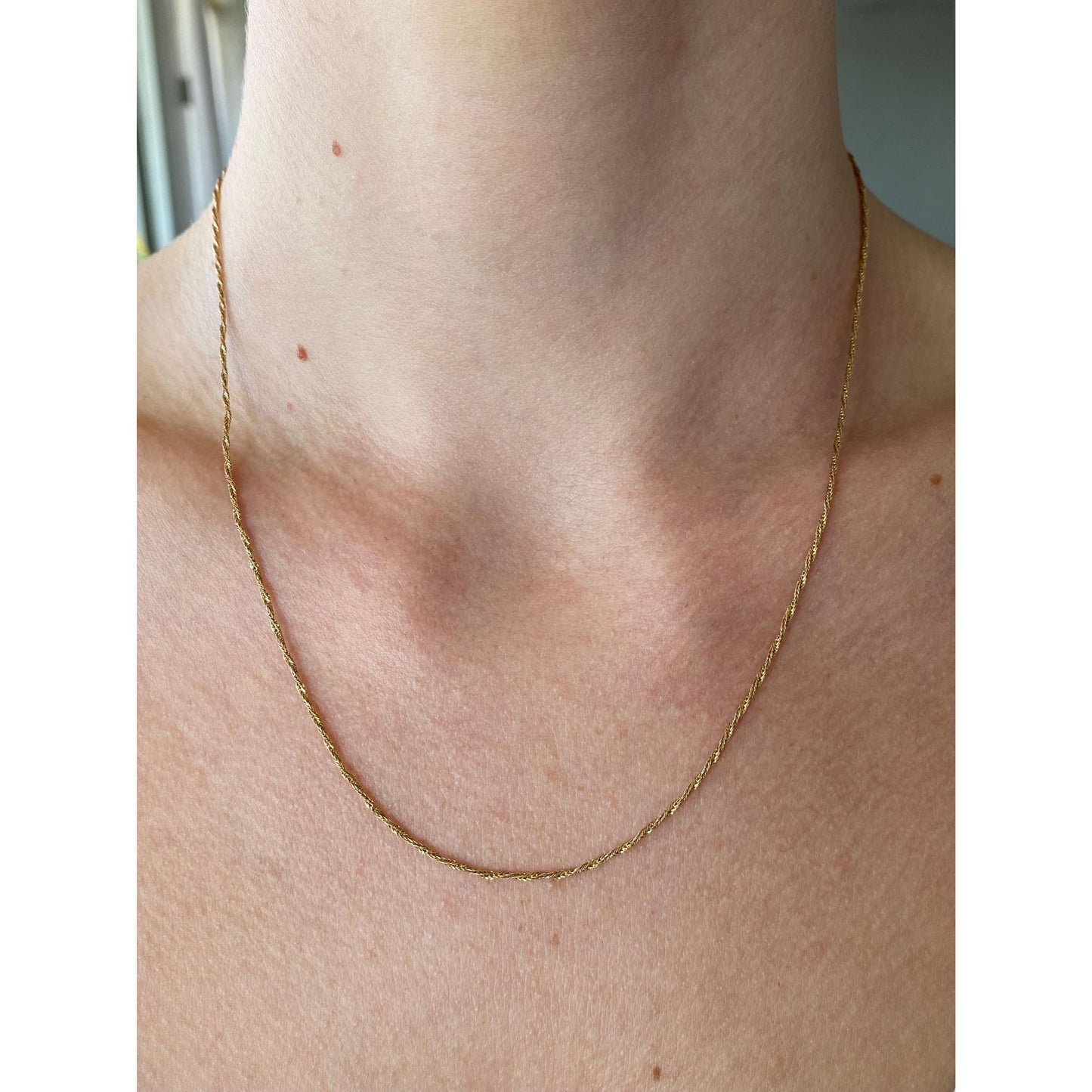 Vintage Solid 14k Yellow Gold Twist Chain Necklace - 18.5 inches