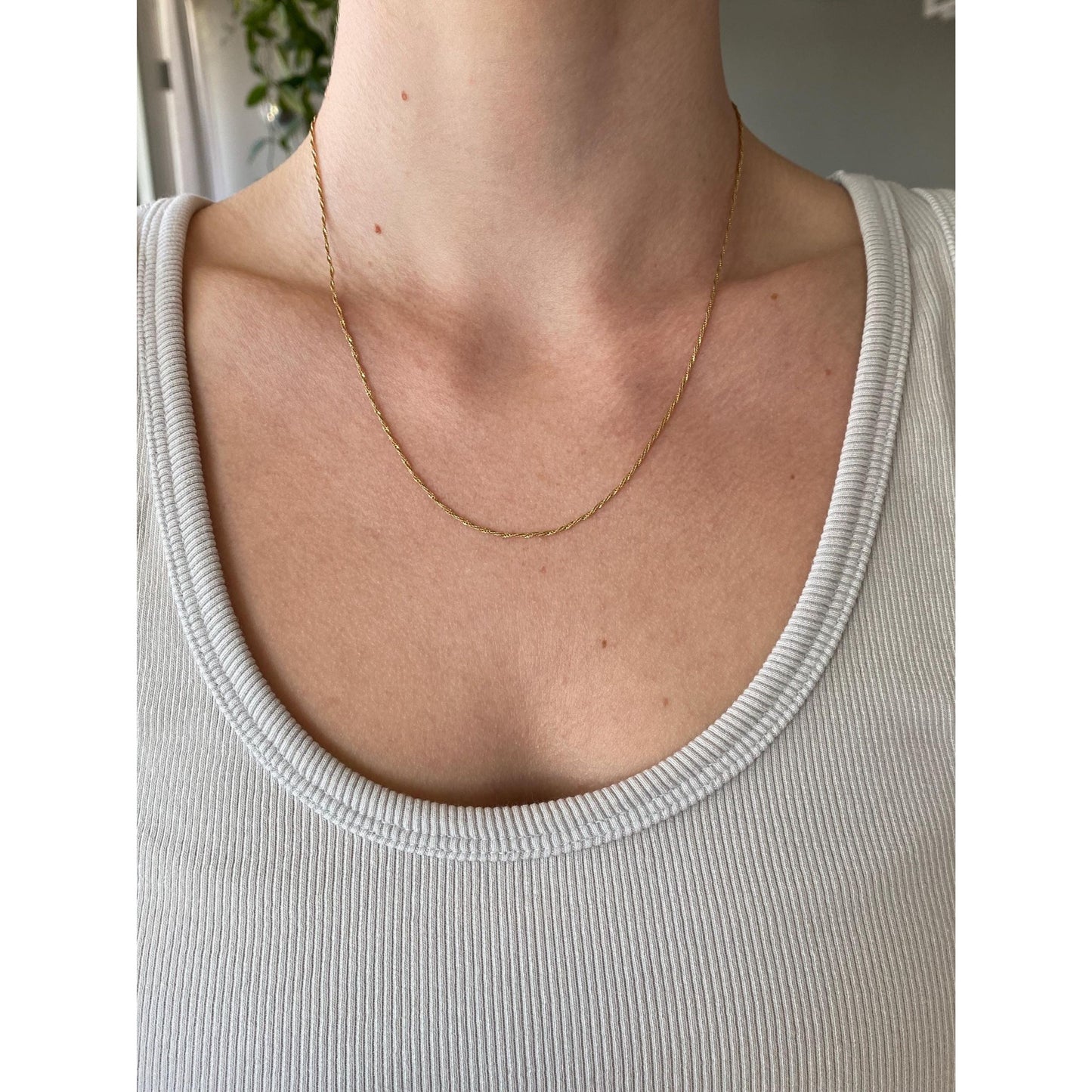 Vintage Solid 14k Yellow Gold Twist Chain Necklace - 18.5 inches