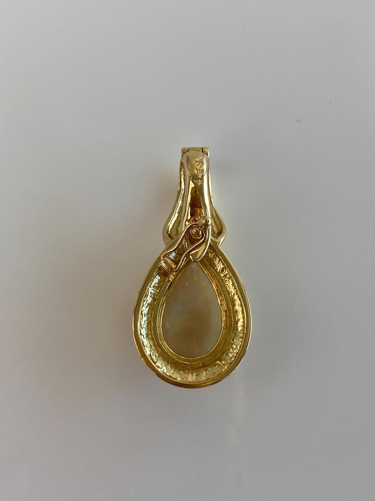 Vintage Solid 18k Yellow Gold Opal Teardrop Charm