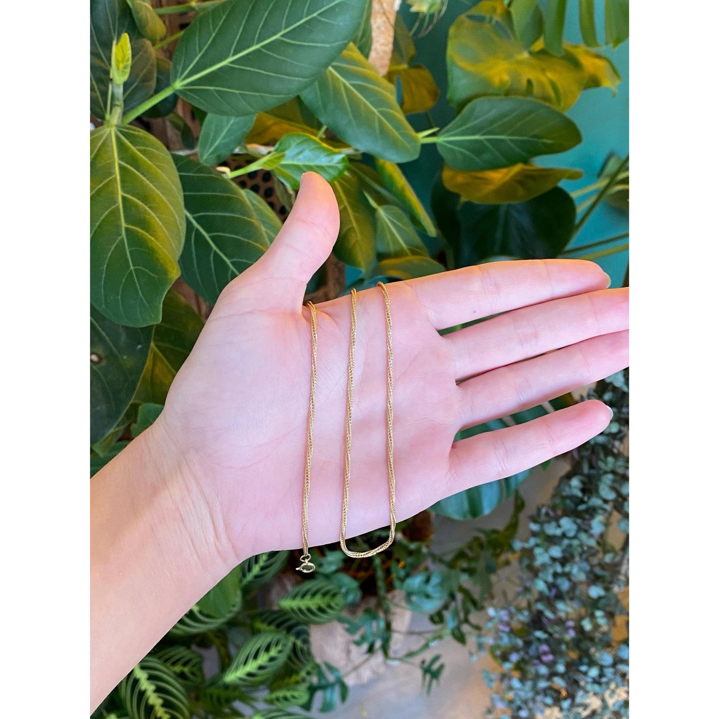 Vintage Solid 14k Yellow Gold Twist Style Chain Necklace - 16 inches