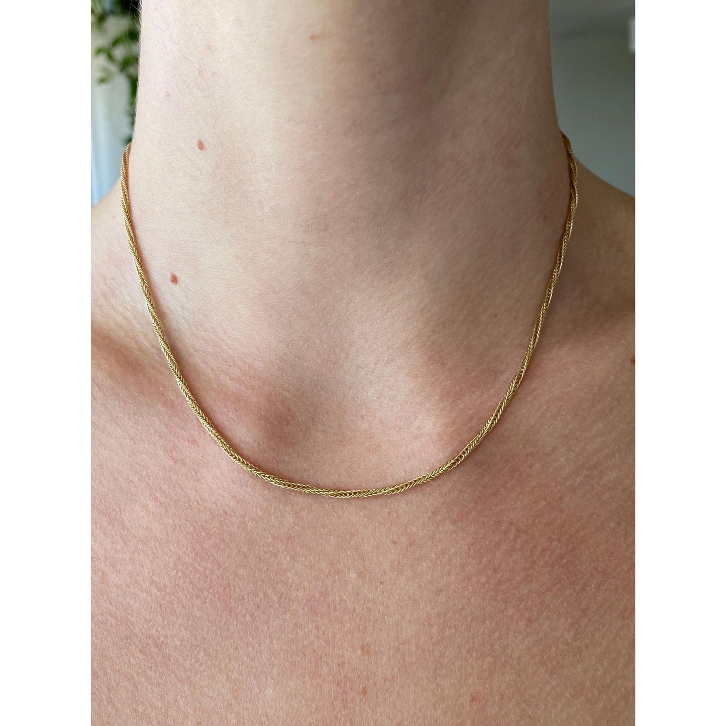 Vintage Solid 14k Yellow Gold Twist Style Chain Necklace - 16 inches