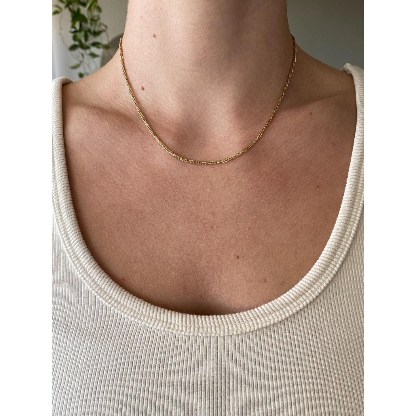 Vintage Solid 14k Yellow Gold Twist Style Chain Necklace - 16 inches