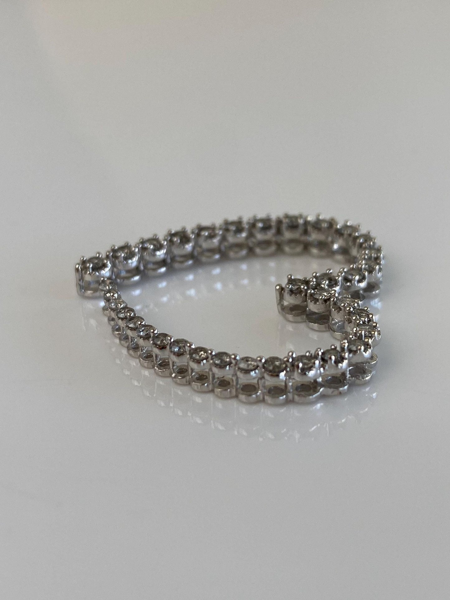 Vintage Solid 14k White Gold Diamond Open Heart Slide Charm