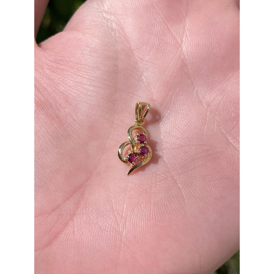 Vintage Solid 14k Yellow Gold Pink Spinel Charm