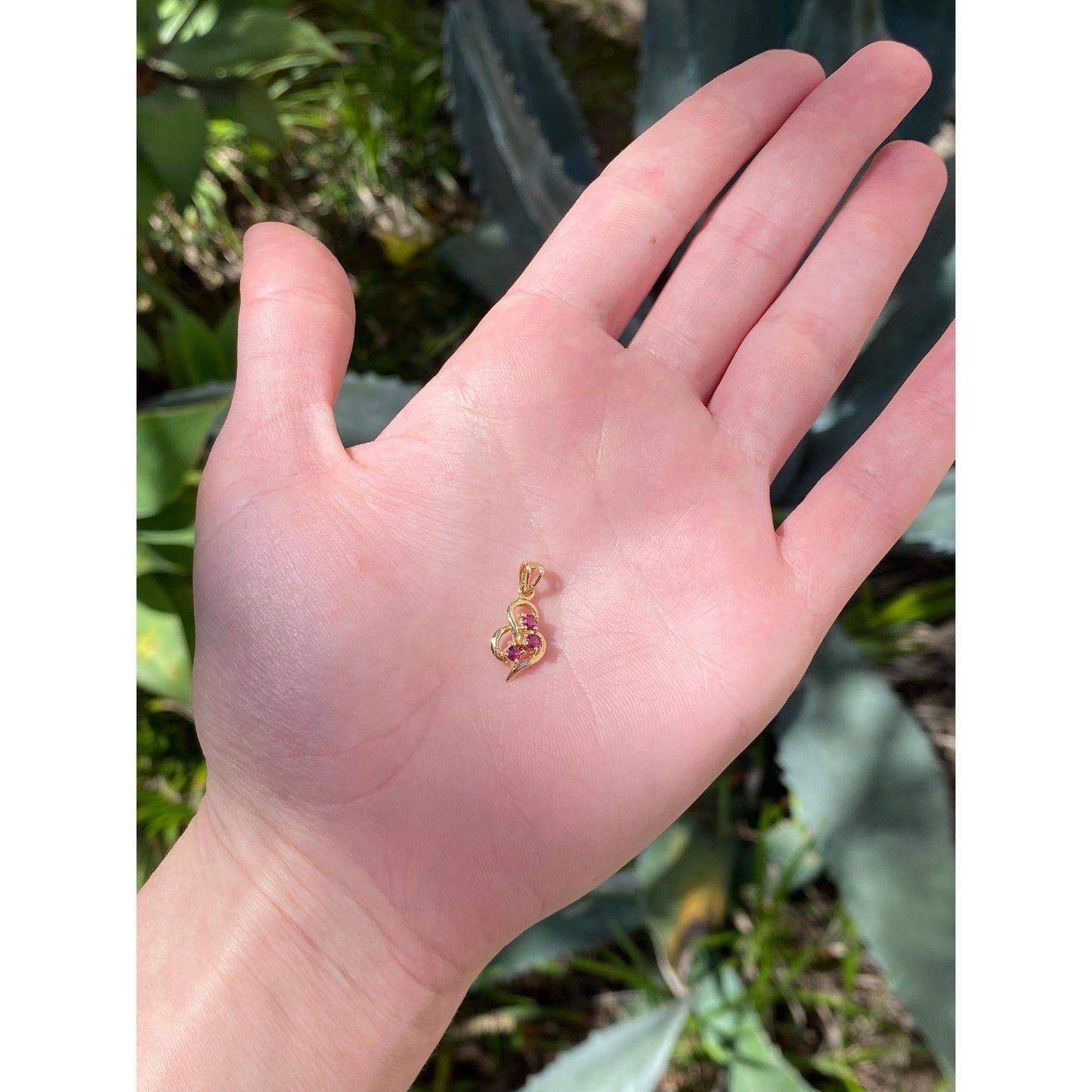 Vintage Solid 14k Yellow Gold Pink Spinel Charm