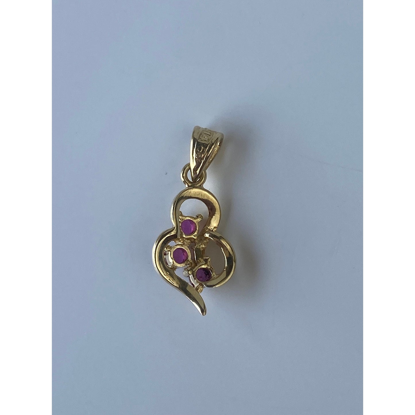 Vintage Solid 14k Yellow Gold Pink Spinel Charm