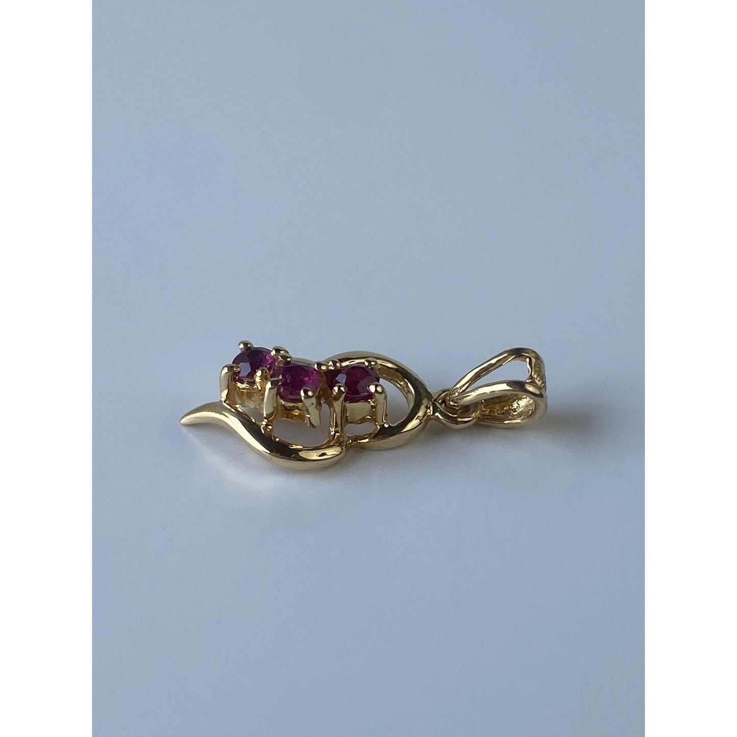 Vintage Solid 14k Yellow Gold Pink Spinel Charm