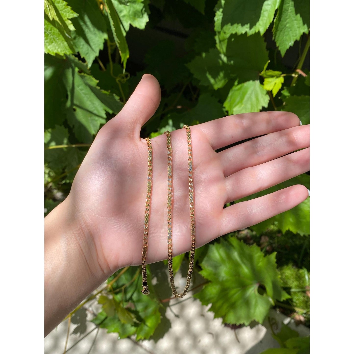 Vintage Solid 14k Yellow Gold Fancy Link Curb Chain Necklace - 28 inches