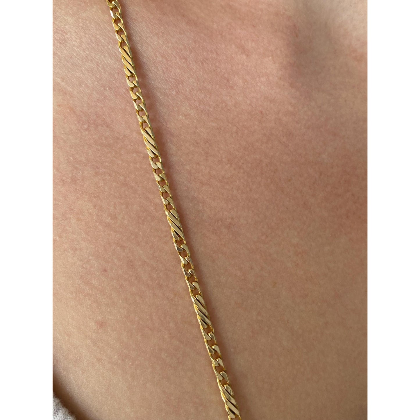 Vintage Solid 14k Yellow Gold Fancy Link Curb Chain Necklace - 28 inches