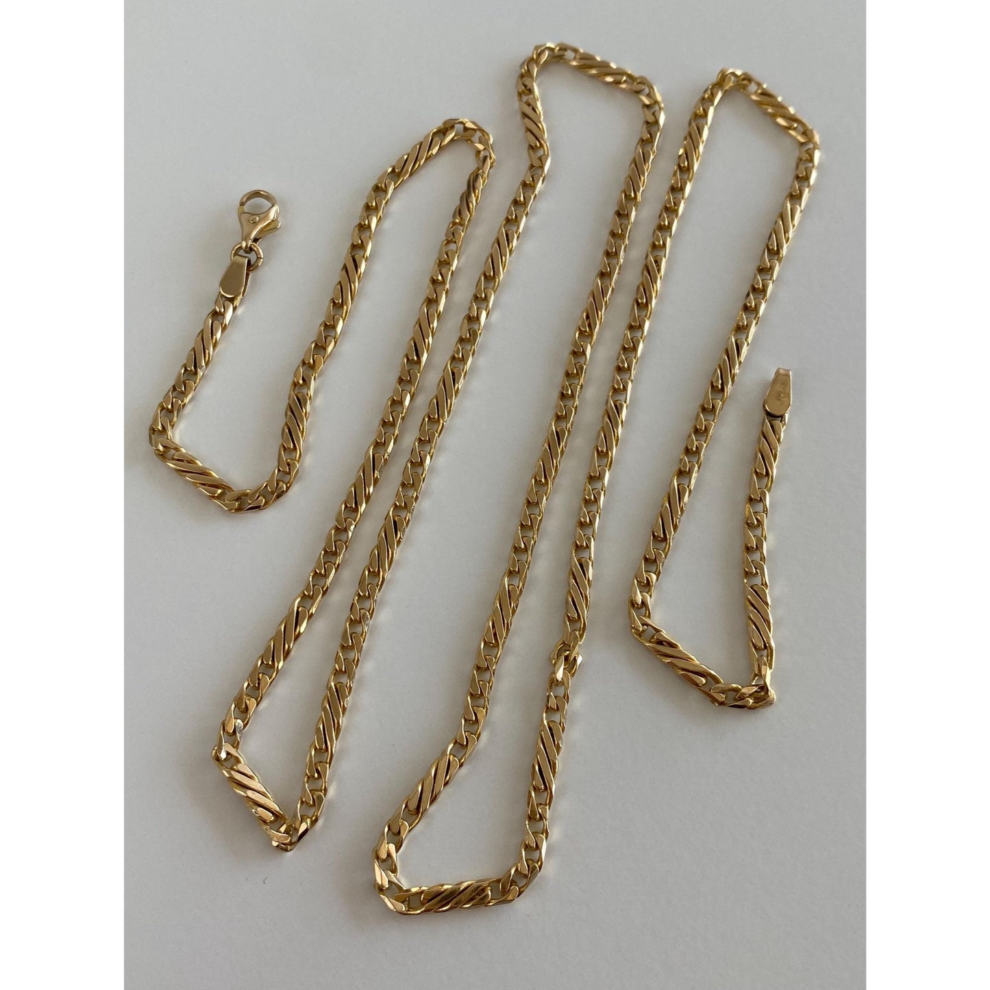 Vintage Solid 14k Yellow Gold Fancy Link Curb Chain Necklace - 28 inches