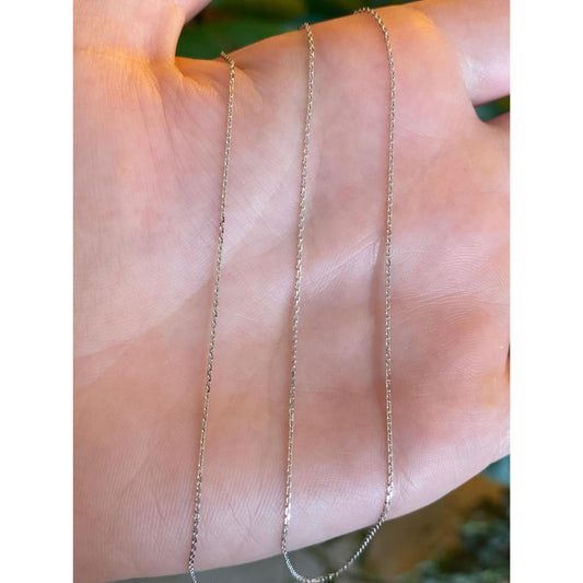 Vintage Solid 14k White Gold Tight Biker Link Chain Necklace - 16.75 inches