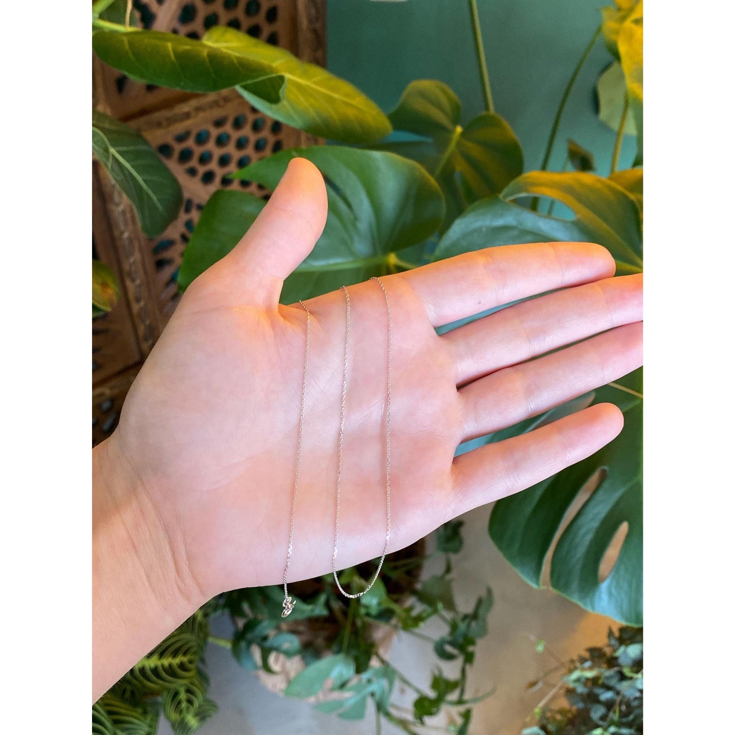 Vintage Solid 14k White Gold Tight Biker Link Chain Necklace - 16.75 inches