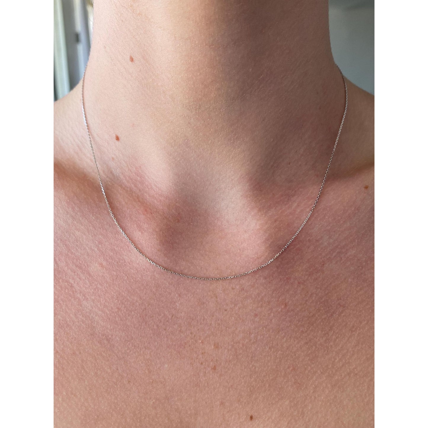 Vintage Solid 14k White Gold Tight Biker Link Chain Necklace - 16.75 inches