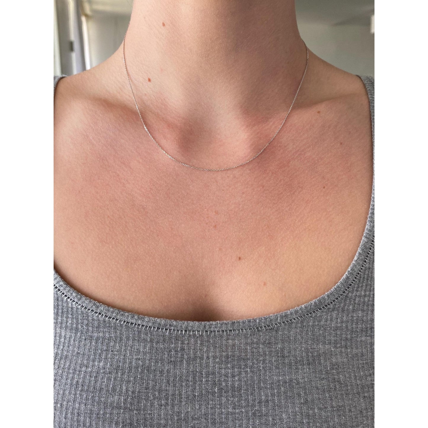 Vintage Solid 14k White Gold Tight Biker Link Chain Necklace - 16.75 inches