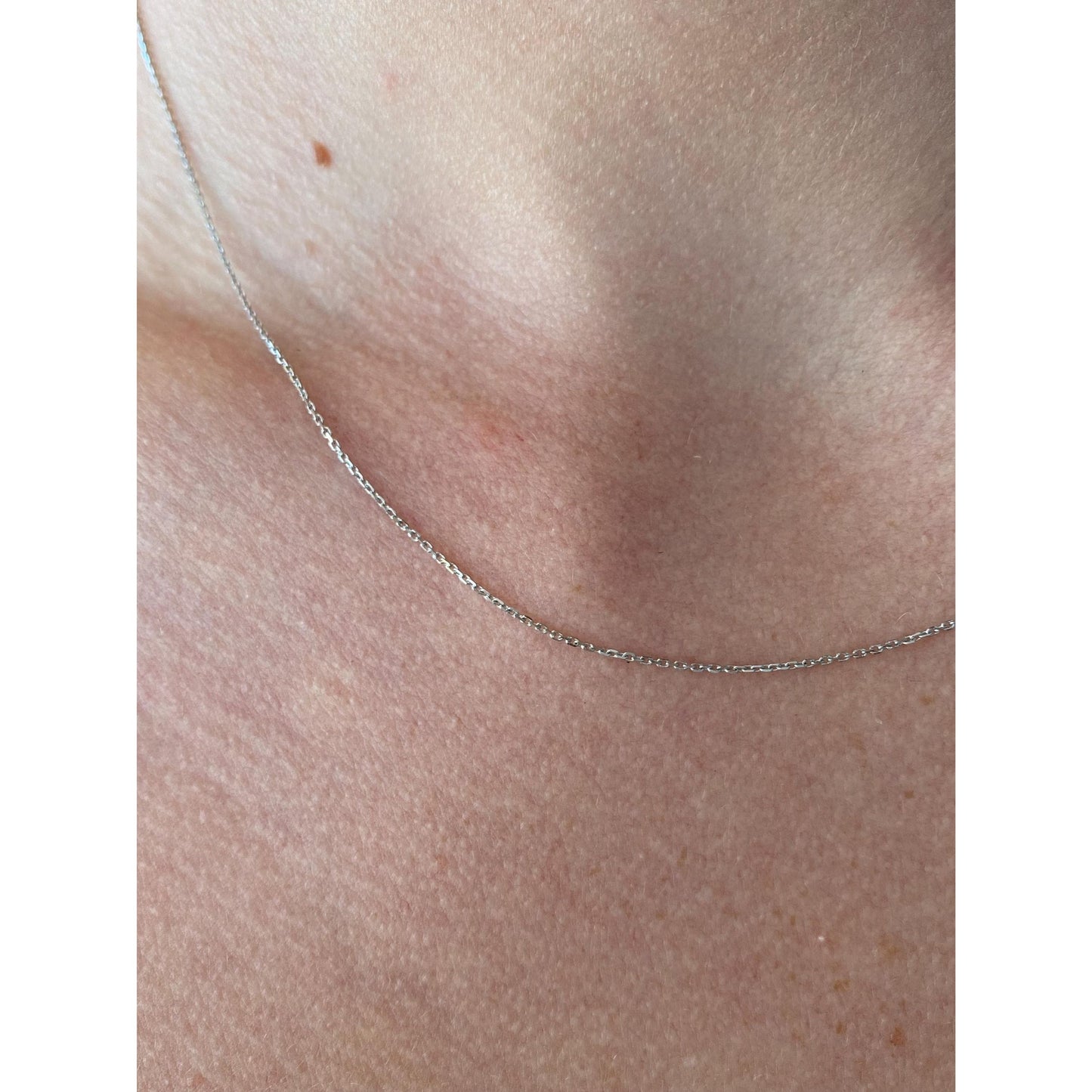 Vintage Solid 14k White Gold Tight Biker Link Chain Necklace - 16.75 inches