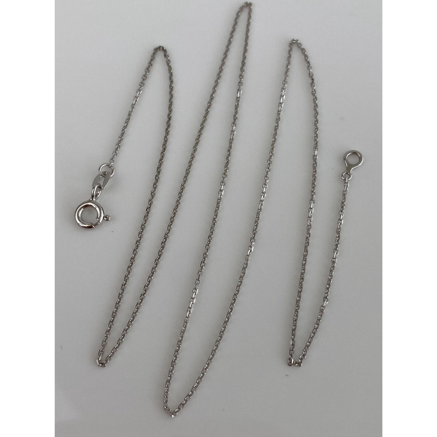 Vintage Solid 14k White Gold Tight Biker Link Chain Necklace - 16.75 inches