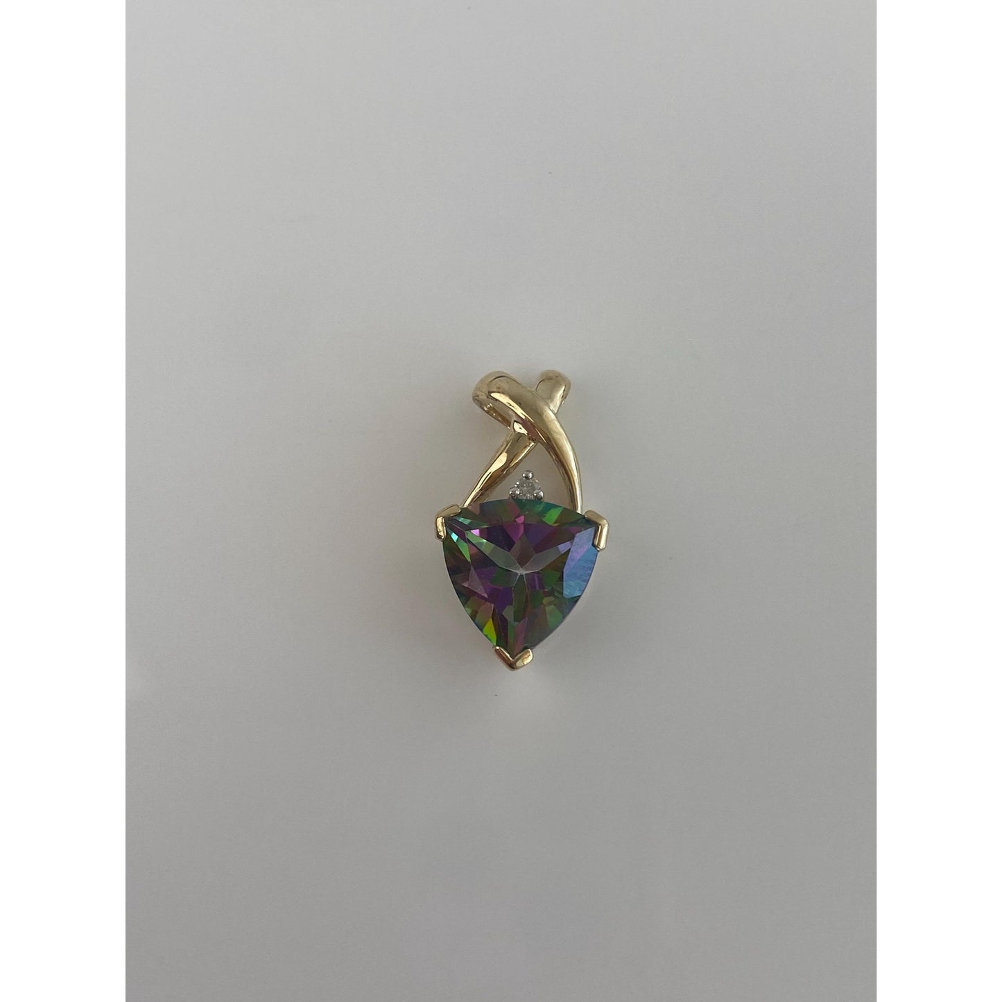 Vintage Solid 10k Yellow Gold Diamond Mystic Topaz Charm