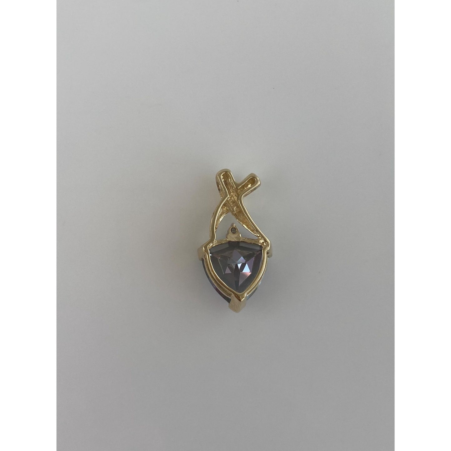 Vintage Solid 10k Yellow Gold Diamond Mystic Topaz Charm