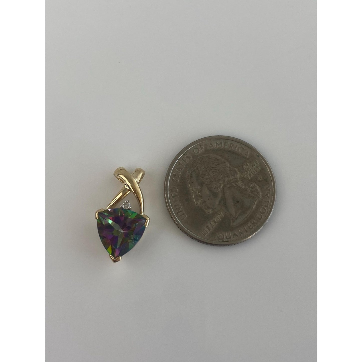 Vintage Solid 10k Yellow Gold Diamond Mystic Topaz Charm