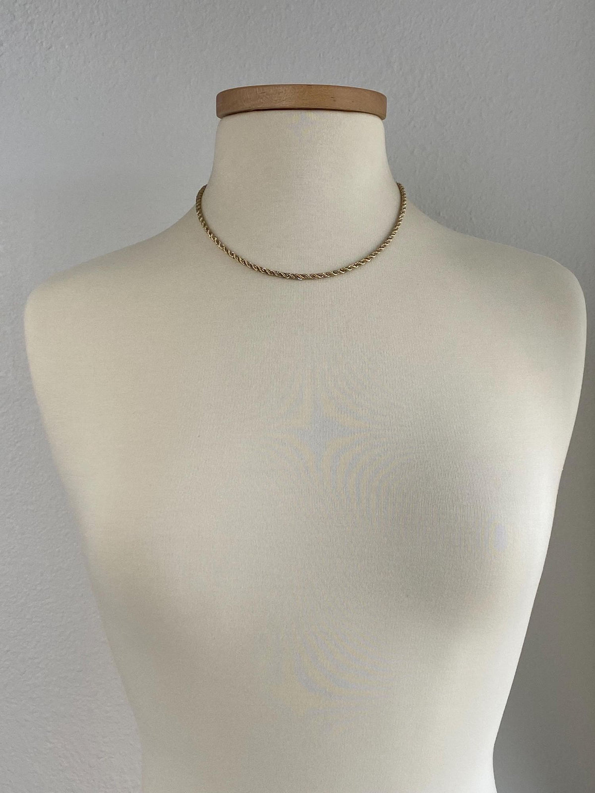 Vintage Solid 14k White & Yellow Gold Twisted Box Chain Rope Chain Necklace - 17.75 inches