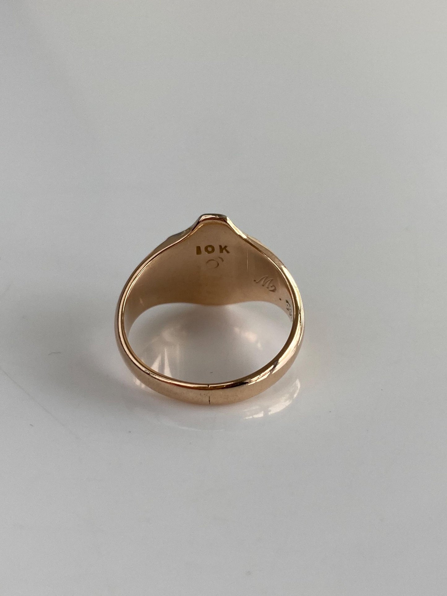 Vintage Solid 10k White & Rosey Gold Black Onyx 1928 Class Ring - Size 5.75