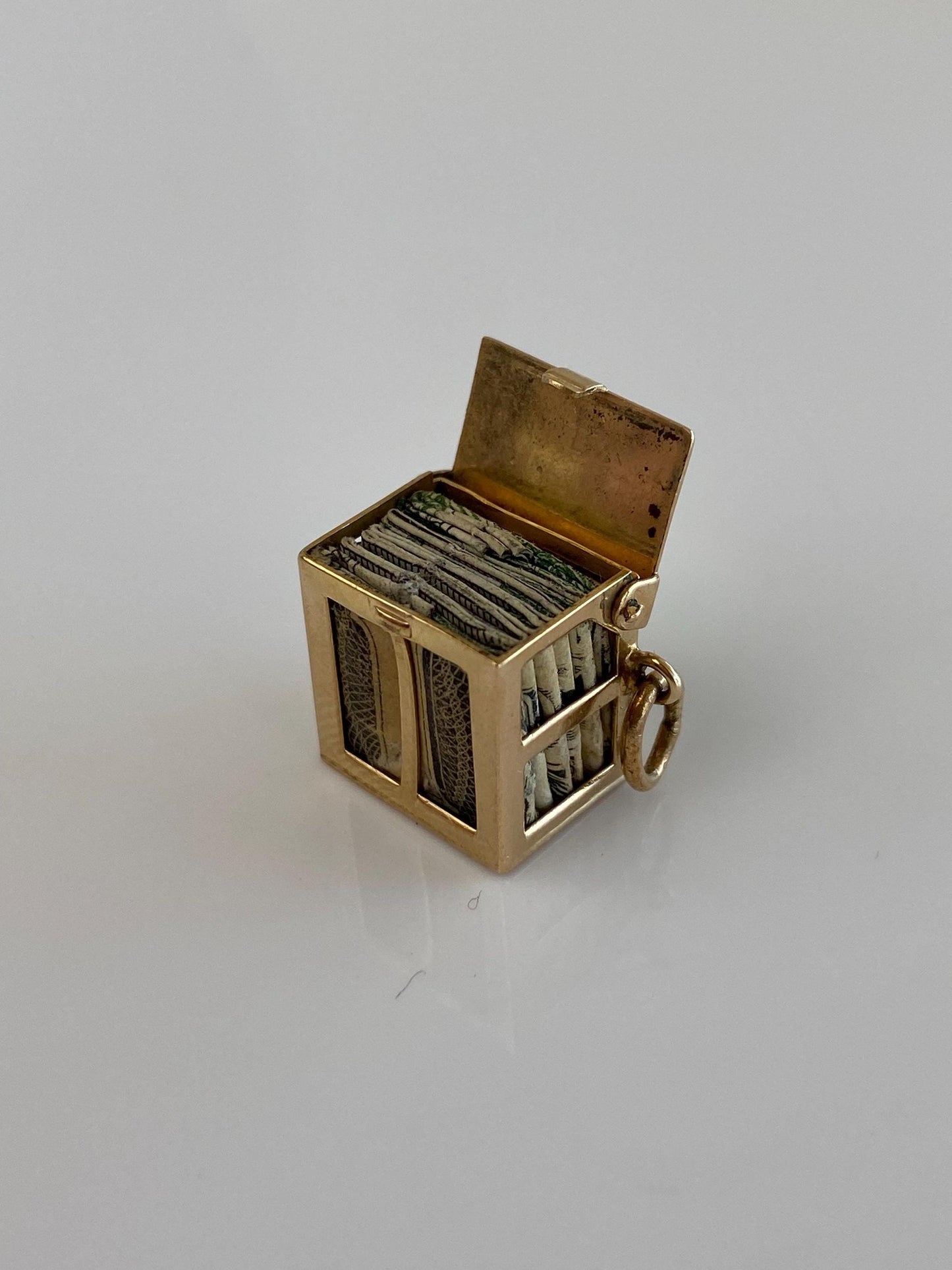 Vintage Solid 14k Yellow Gold Money Box Charm