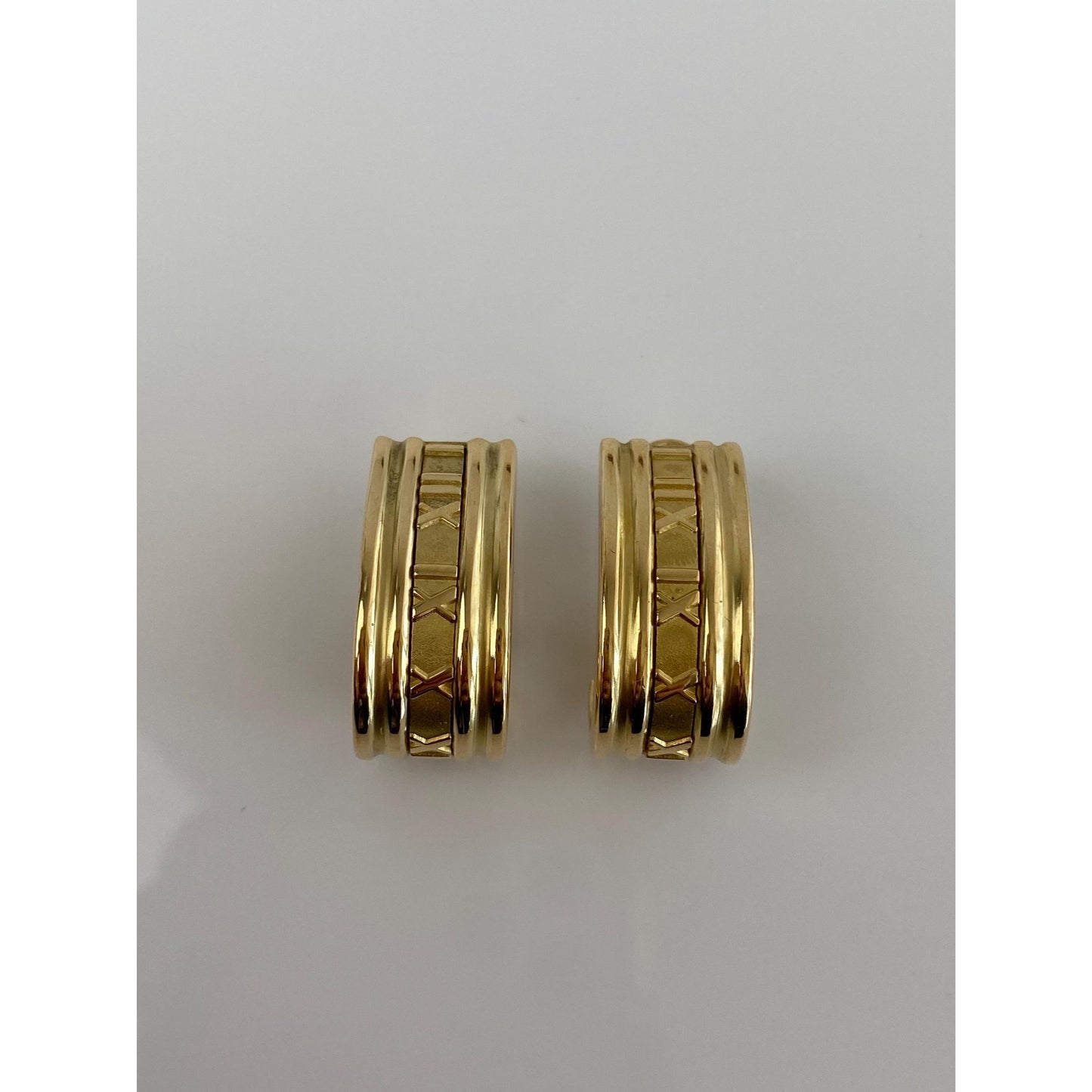 Tiffany & Co. Solid 18k Yellow Gold Atlas Roman Numeral Drop Earrings